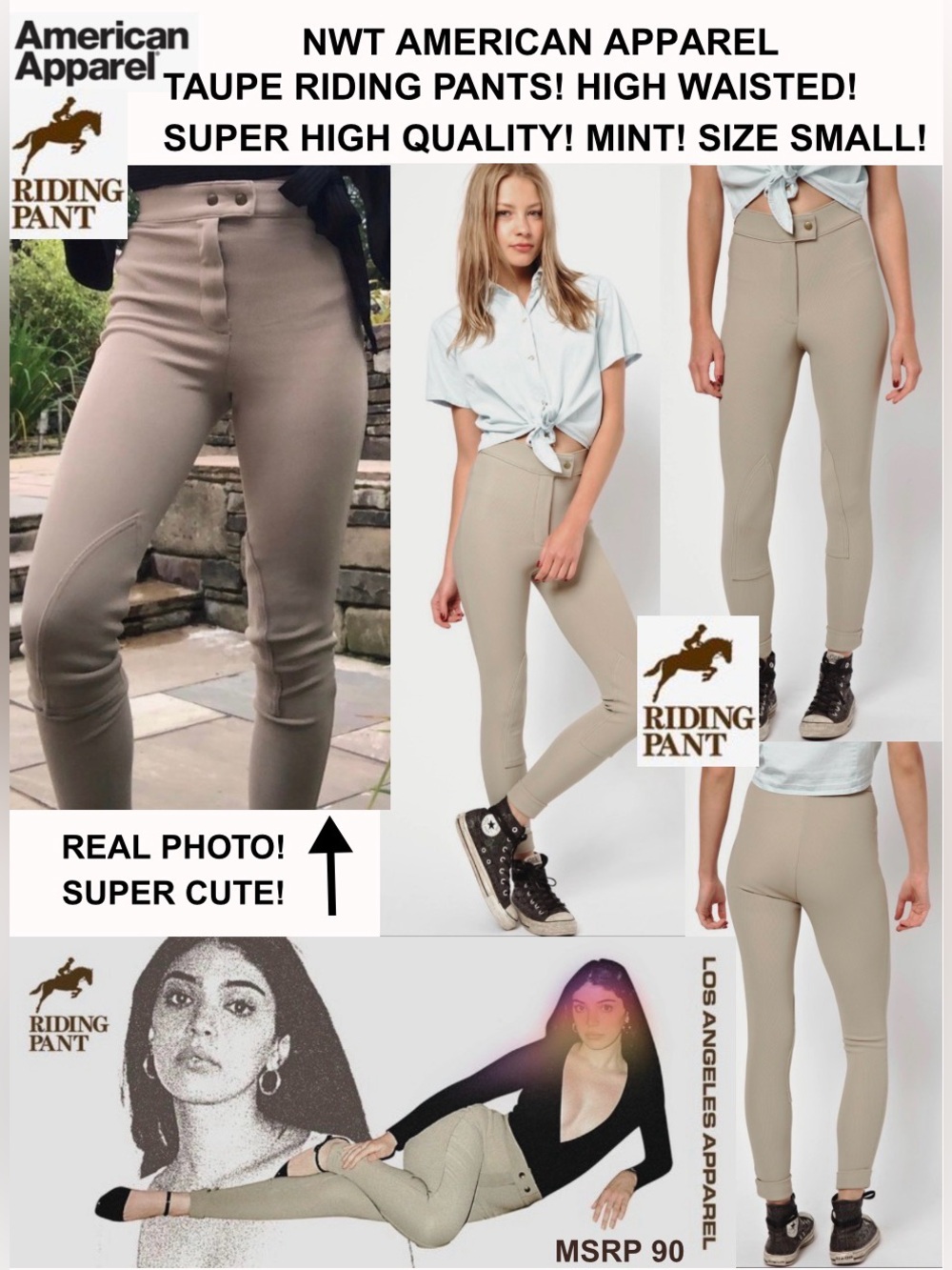 NWOT AMERICAN APPAREL TAUPE RIDING PANTS! NEVER WORN/WASHED! MINT! SIZE S!
